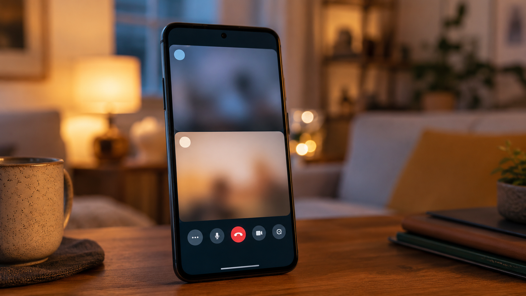 Smartphone showing split-screen video chat interface for cam2cam sessions — cam2cam trans