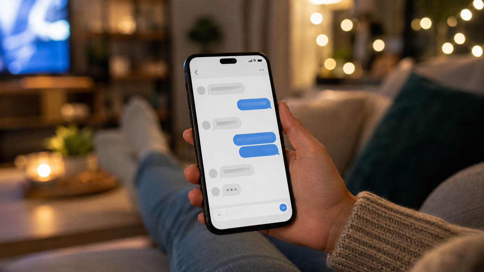 Smartphone showing messaging app interface for personal JOI session requests — joi francais